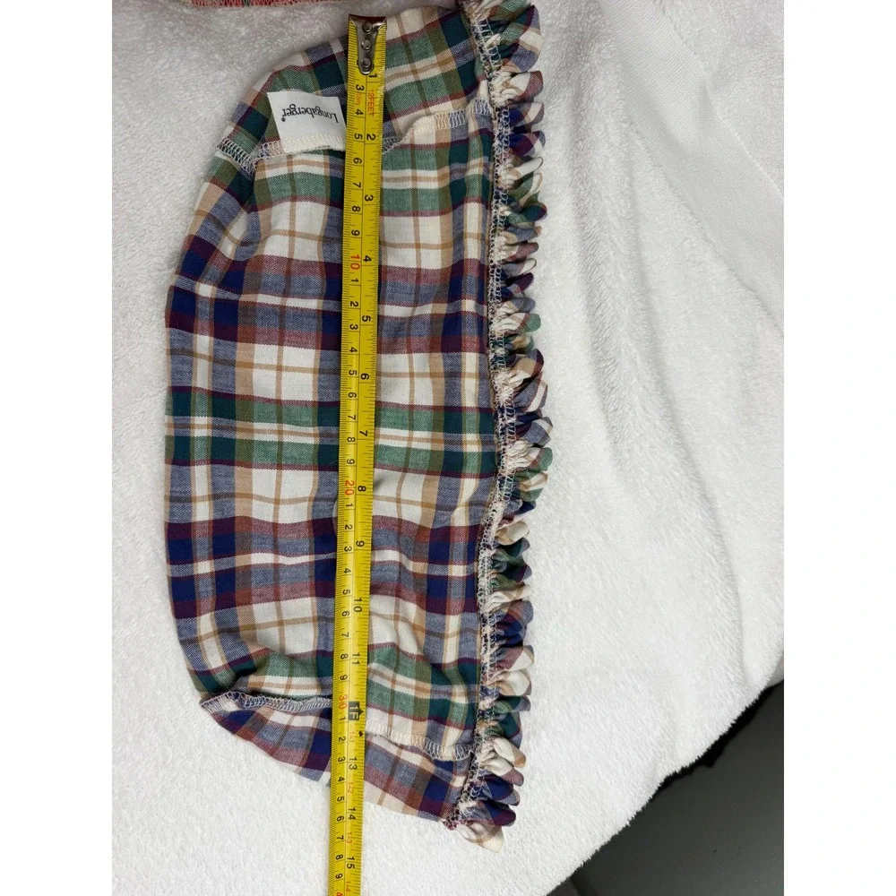 Longaberger Basket Liners Set of 3 Red Plaid Blue Green Plaid Fruit Print Ruffle